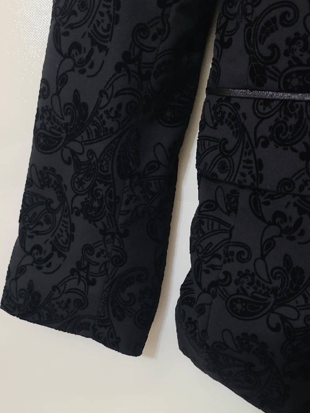 INC Men's Black Jacquard Floral Patterned 2-Button Slim Fit Blazer Jacket- Small